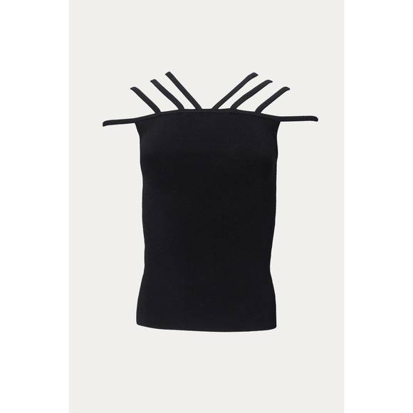 NEW BY JOHNNY. ellie cage knit top in black - Picture 1 of 3